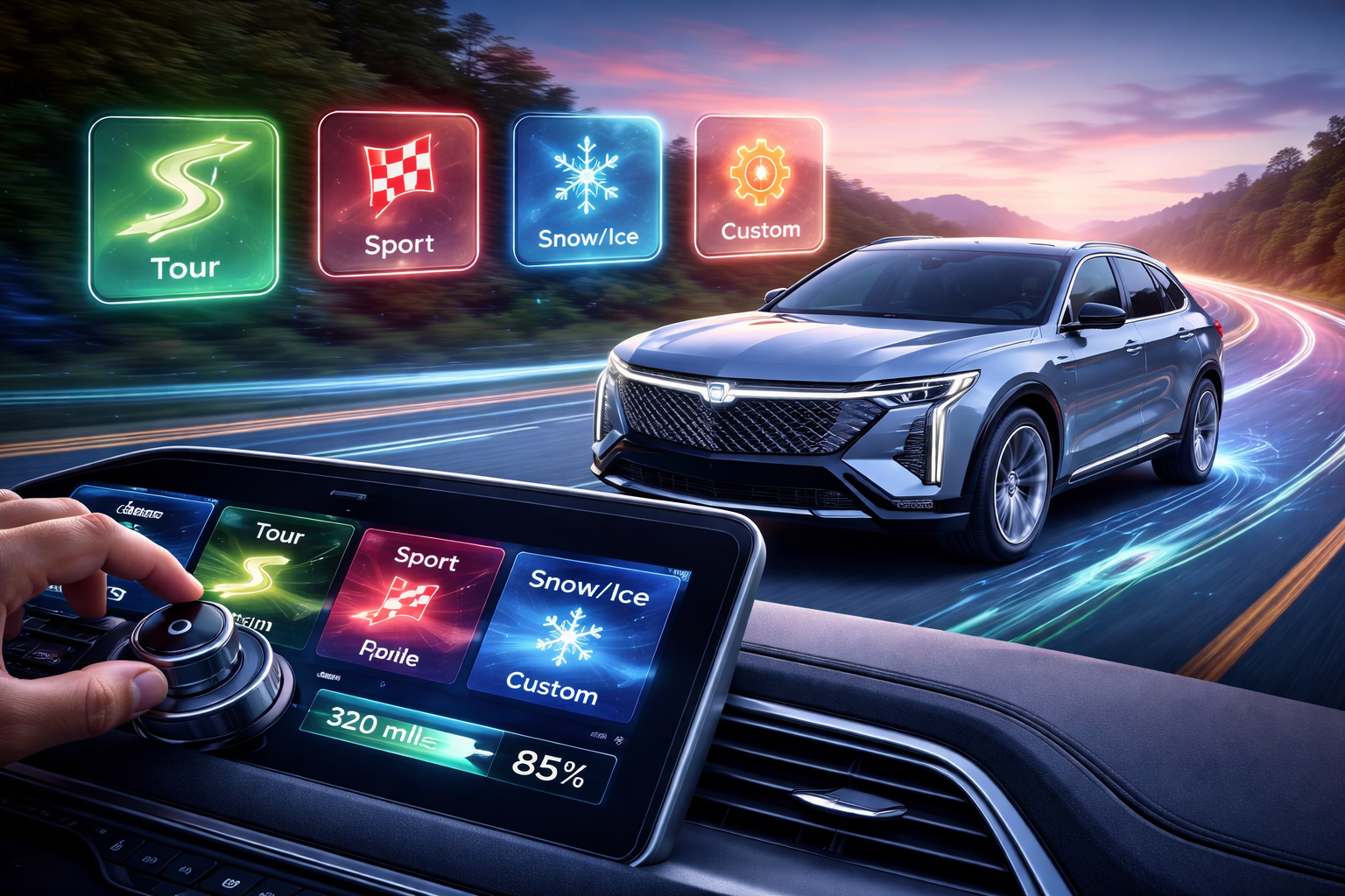 do the driving modes in cadillac lyriq offer different ranges or battery usages?
