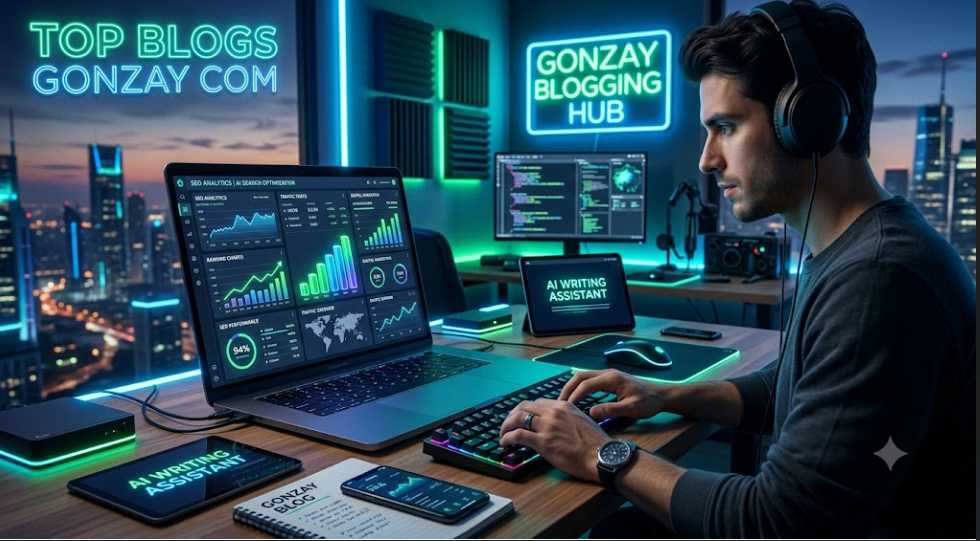 Top Blogs Gonzay Com SEO dashboard and AI blogging platform banner